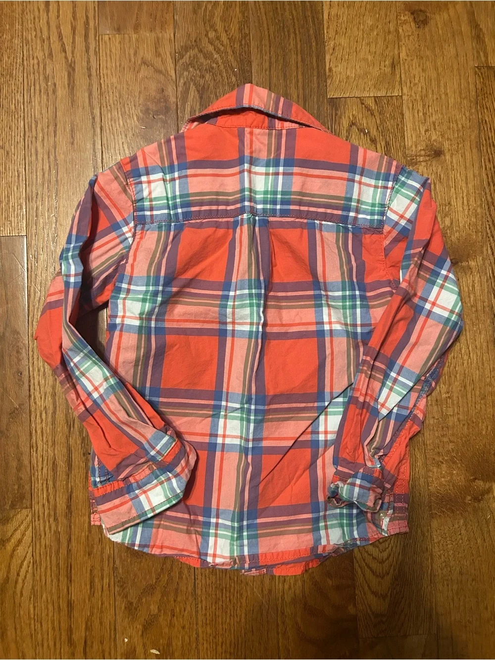 Carter's Coral and Blue Plaid Button-Down Shirt